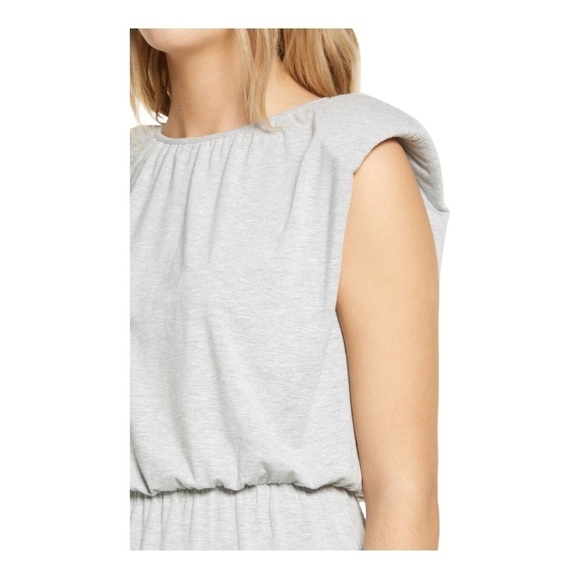 𝅺WAYF Padded Shoulder Midi Dress in light Heather gray - Picture 5 of 14